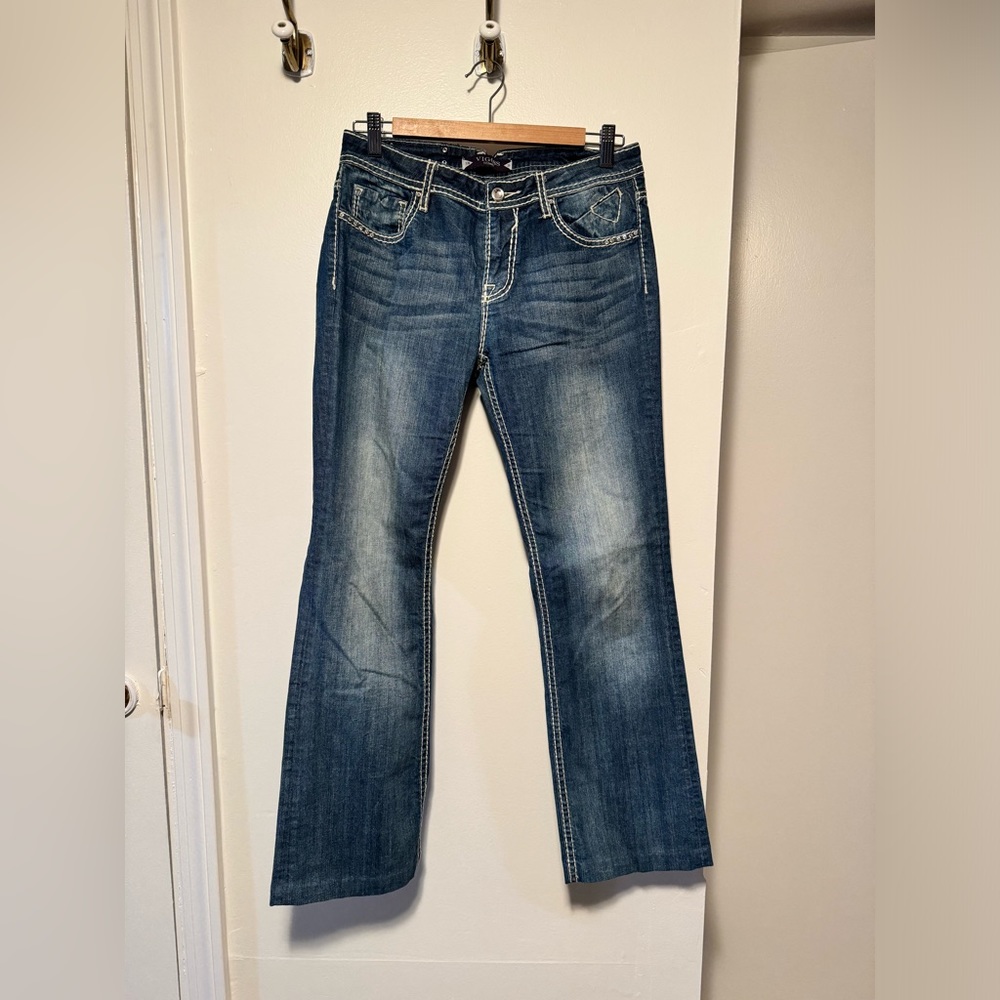 VIGOSS light wash studded & bedazzled boot cut jean